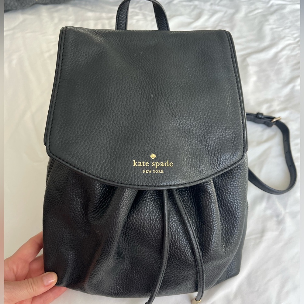 Vintage kate spade black pebbled leather backpack